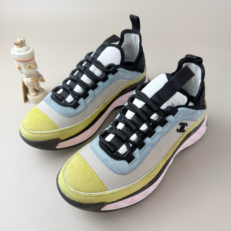 新CHANEL/香奈兒 馬卡龍雙C系帶休閒鞋 37碼-1