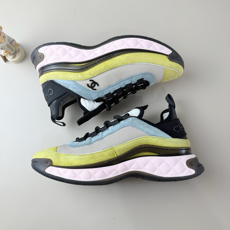 新CHANEL/香奈兒 馬卡龍雙C系帶休閒鞋 37碼-3