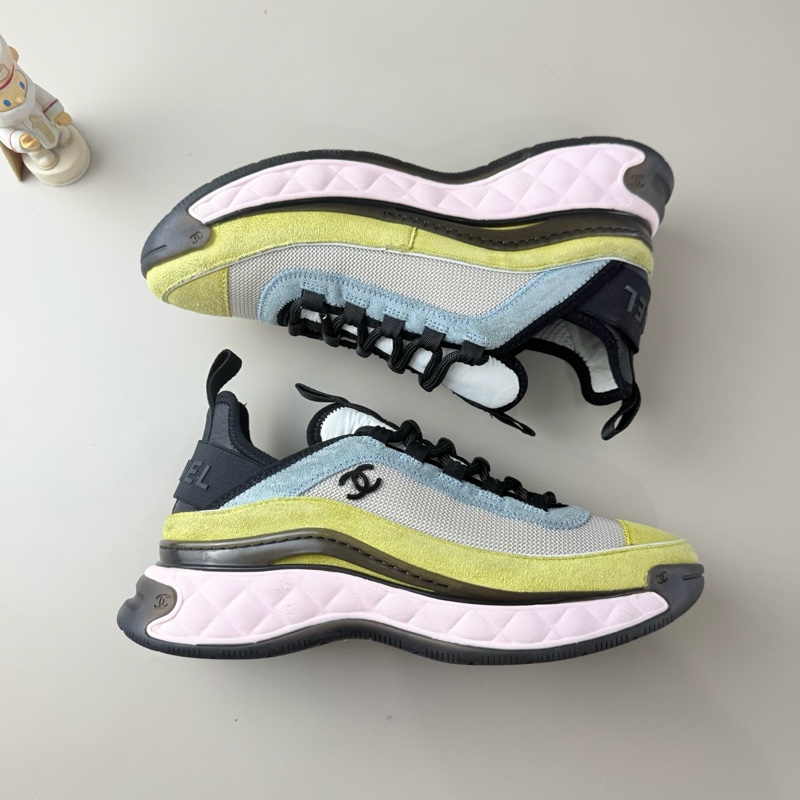 新CHANEL/香奈兒 馬卡龍雙C系帶休閒鞋 37碼-4