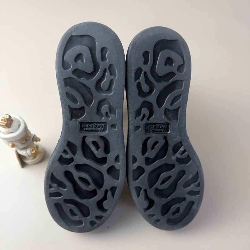 95新Alexander McQueen/麦昆 黑绿绑带厚底短靴 36码-5