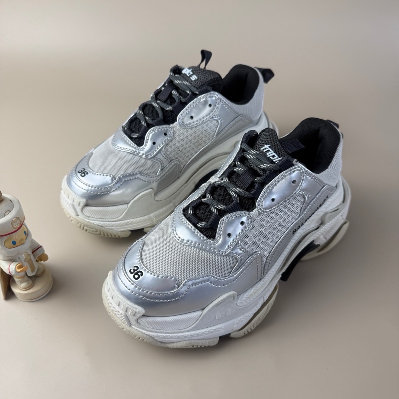 95新/巴黎世家 Triple S白銀老爹鞋 36碼-1