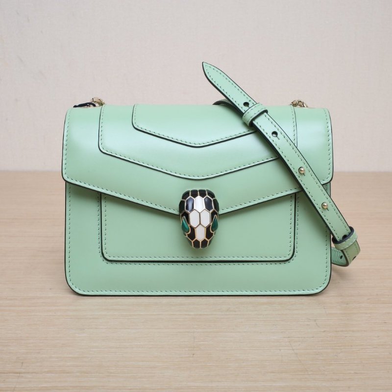 BVLGARI 綠色牛皮SerpentiForever鏈條蛇頭包小號肩背包-0