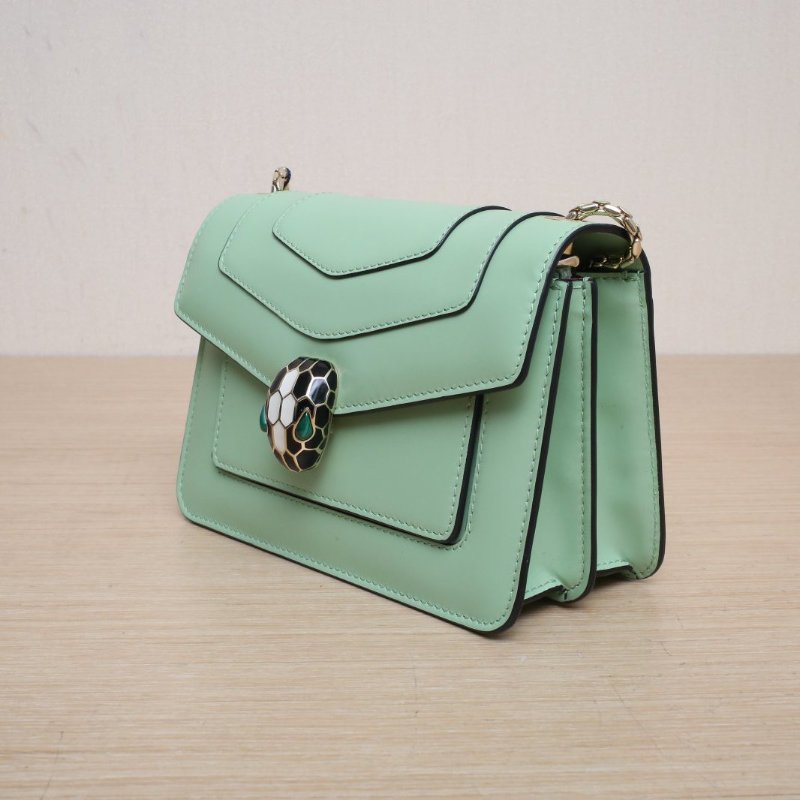 BVLGARI 綠色牛皮SerpentiForever鏈條蛇頭包小號肩背包-4