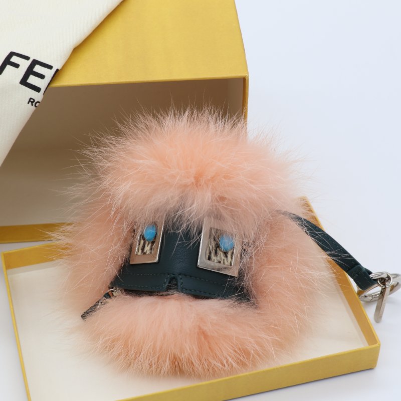 Fendi 芬迪 Monster Bag Bug Charm  藍色石榴石鑲嵌眼球 皮草鑰匙圈 吊飾 毛皮-0