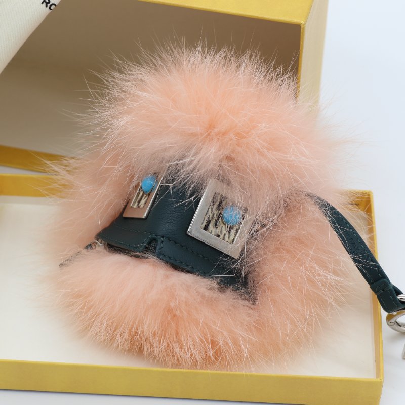 Fendi 芬迪 Monster Bag Bug Charm  藍色石榴石鑲嵌眼球 皮草鑰匙圈 吊飾 毛皮-1