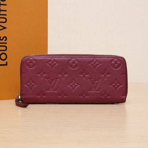 LOUIS VUITTON 紅色牛皮2016全皮壓紋長款錢包肩背包