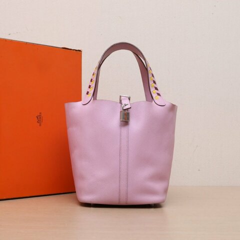 HERMES Picotin22菜籃子Epsom皮D刻銀扣肩背包