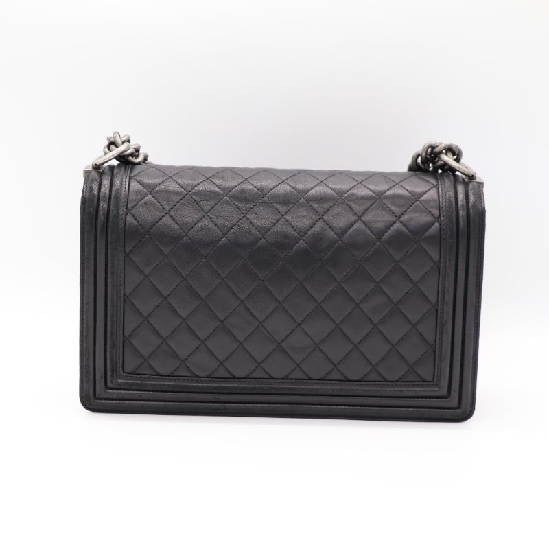 Chanel 香奈兒 Leboy 黑色牛皮 菱格紋 鏈條包 斜挎包-2