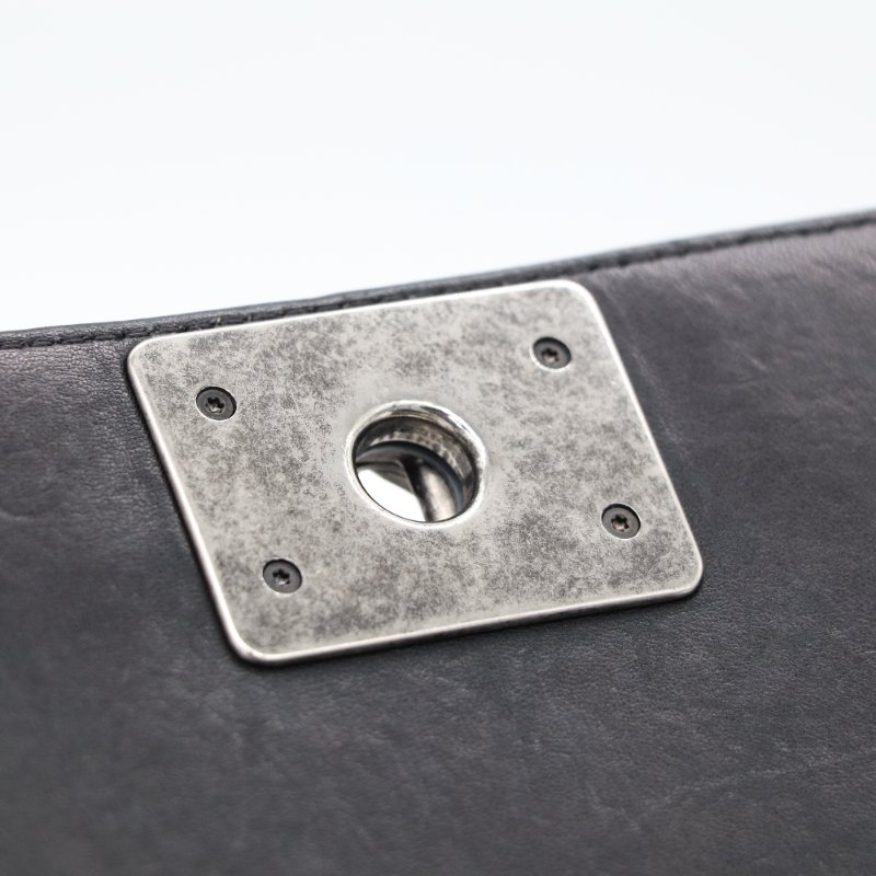 Chanel 香奈兒 Leboy 黑色牛皮 菱格紋 鏈條包 斜挎包-13