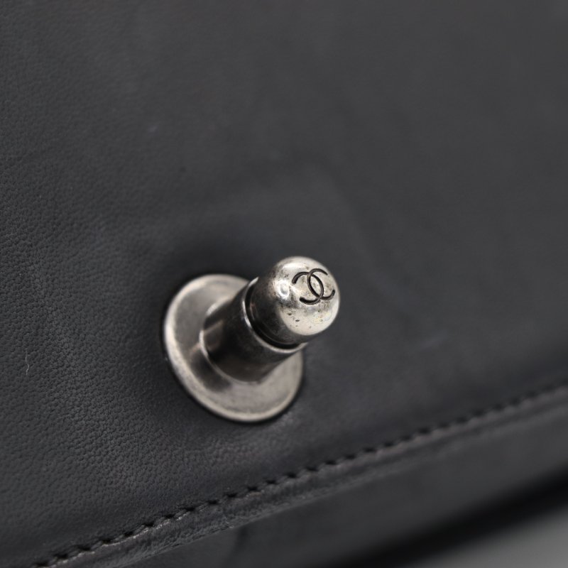 Chanel 香奈兒 Leboy 黑色牛皮 菱格紋 鏈條包 斜挎包-14