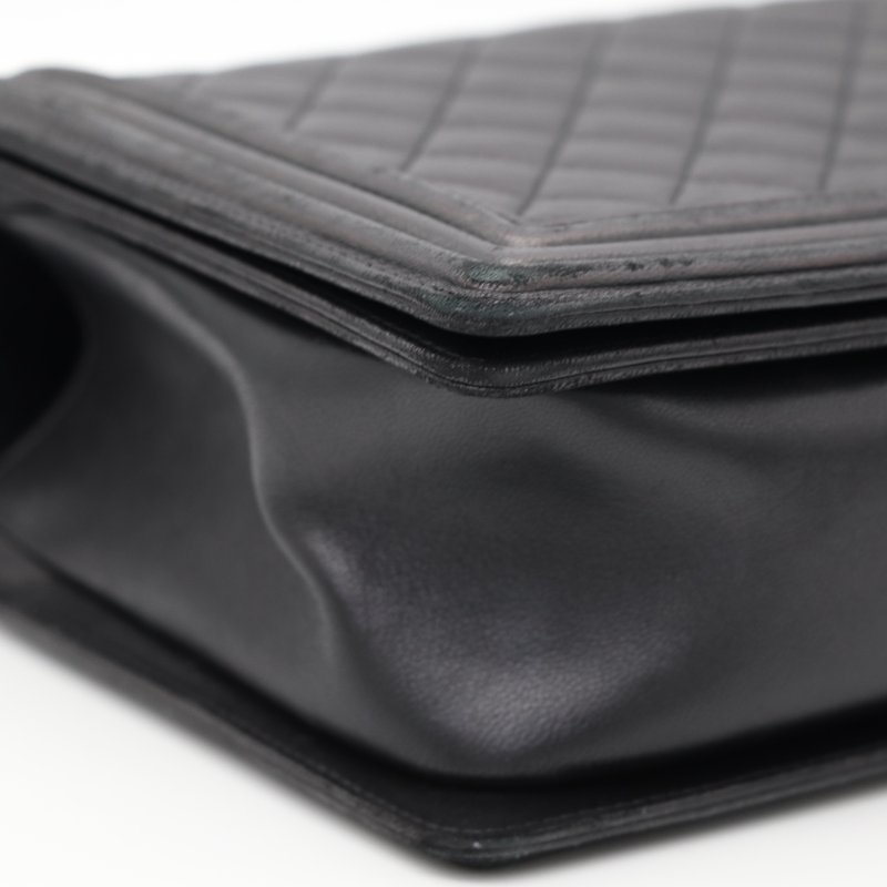 Chanel 香奈兒 Leboy 黑色牛皮 菱格紋 鏈條包 斜挎包-17