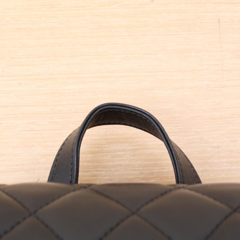 CHANEL 黑色羊皮晶片開淺金扣坦克雙肩包小號肩背包-2