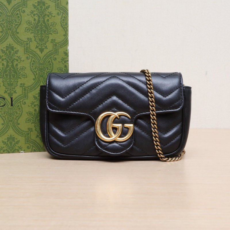 GUCCI GGMarmont肩背包超Mini16.5黑色牛皮金扣肩背包-0