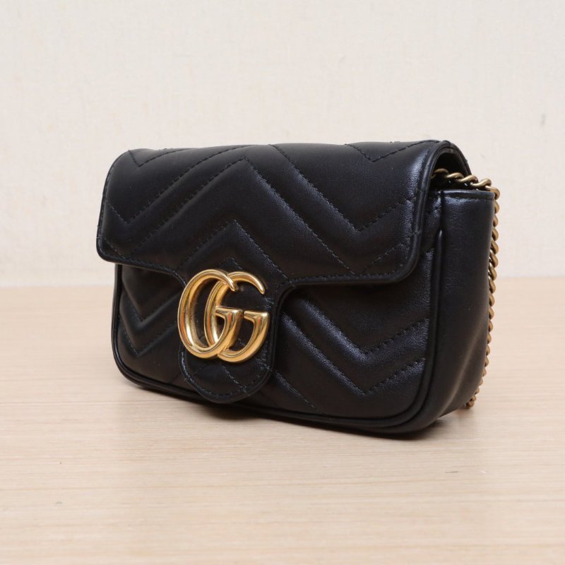 GUCCI GGMarmont肩背包超Mini16.5黑色牛皮金扣肩背包-2