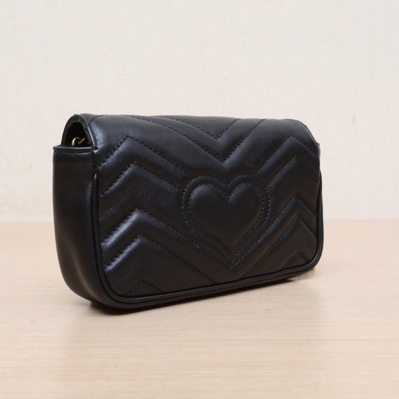 GUCCI GGMarmont肩背包超Mini16.5黑色牛皮金扣肩背包-4