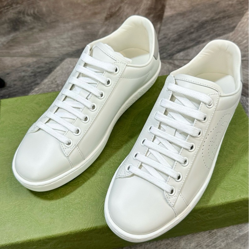 全新 Gucci 古馳 鏤空雙G Logo 互扣運動鞋 休閒鞋 小白鞋 灰尾拼色超好看 男女同款-4