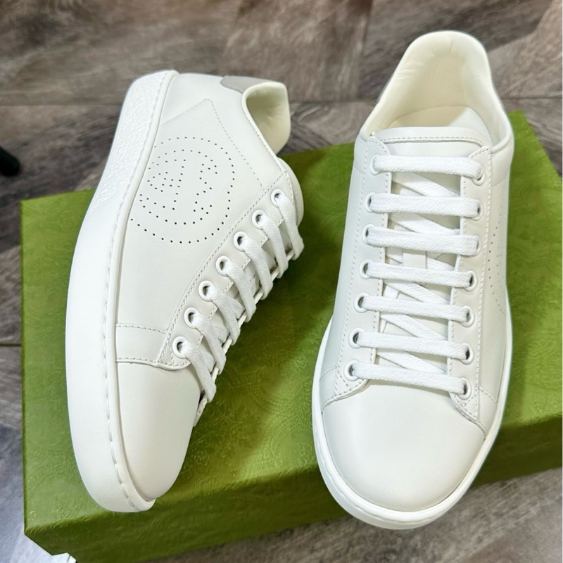 全新 Gucci 古馳 鏤空雙G Logo 互扣運動鞋 休閒鞋 小白鞋 灰尾拼色超好看 男女同款-5