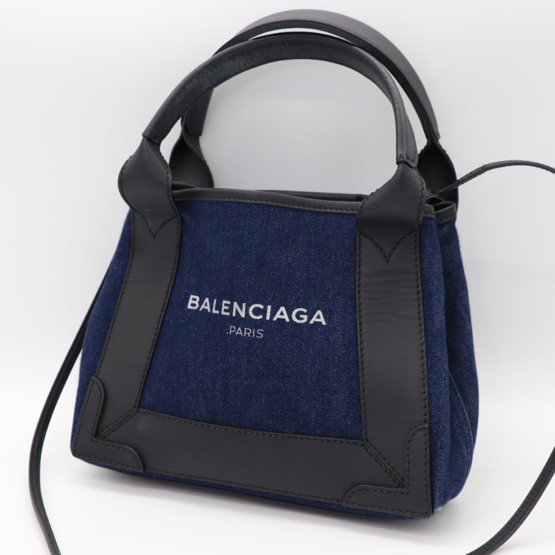 Balenciaga 巴黎世家 Navy Cabas 深藍色帆布 黑色牛皮 手提包 單肩包 托特包-2