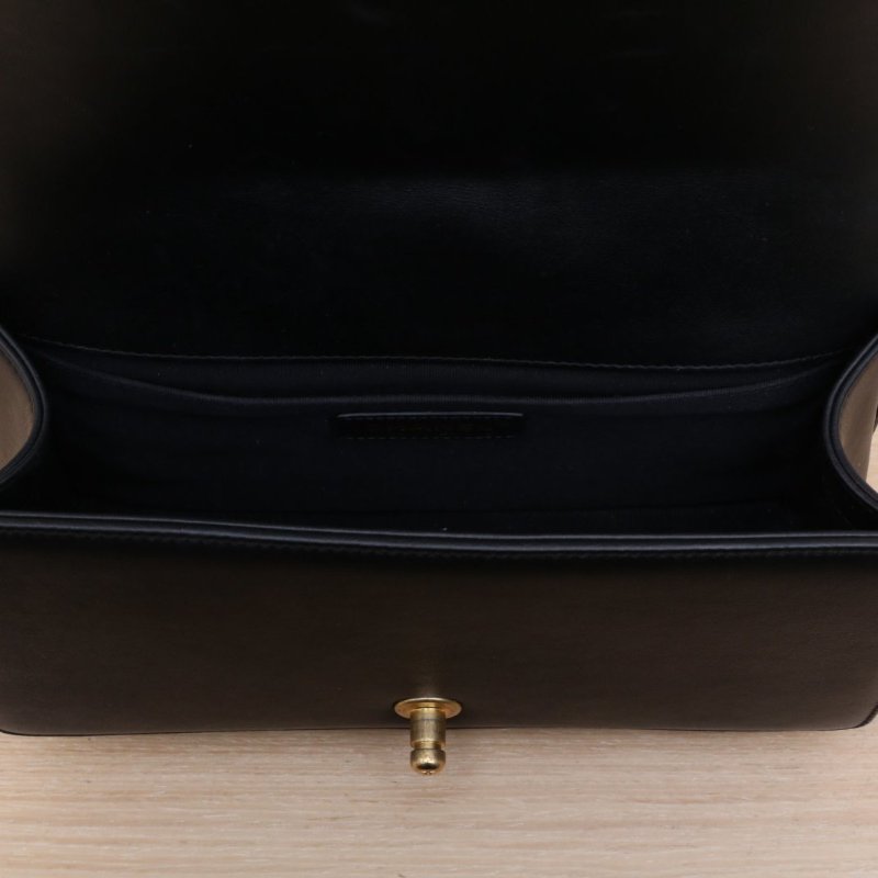 CHANEL Leboy中號25黑色牛皮晶片開金扣菱格紋肩背包-2