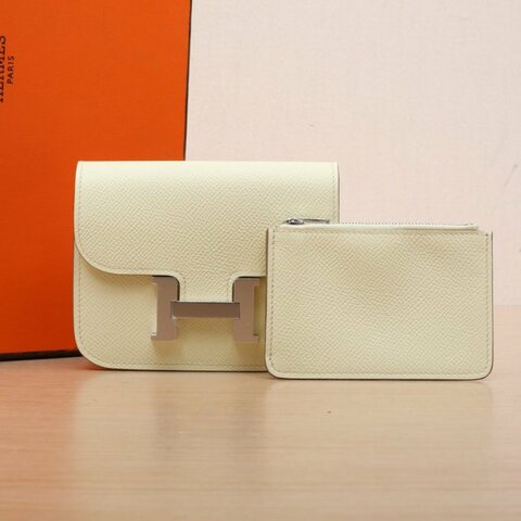 HERMES Constance康康SlimI8米爾頓黃Epsom皮W刻銀扣肩背包