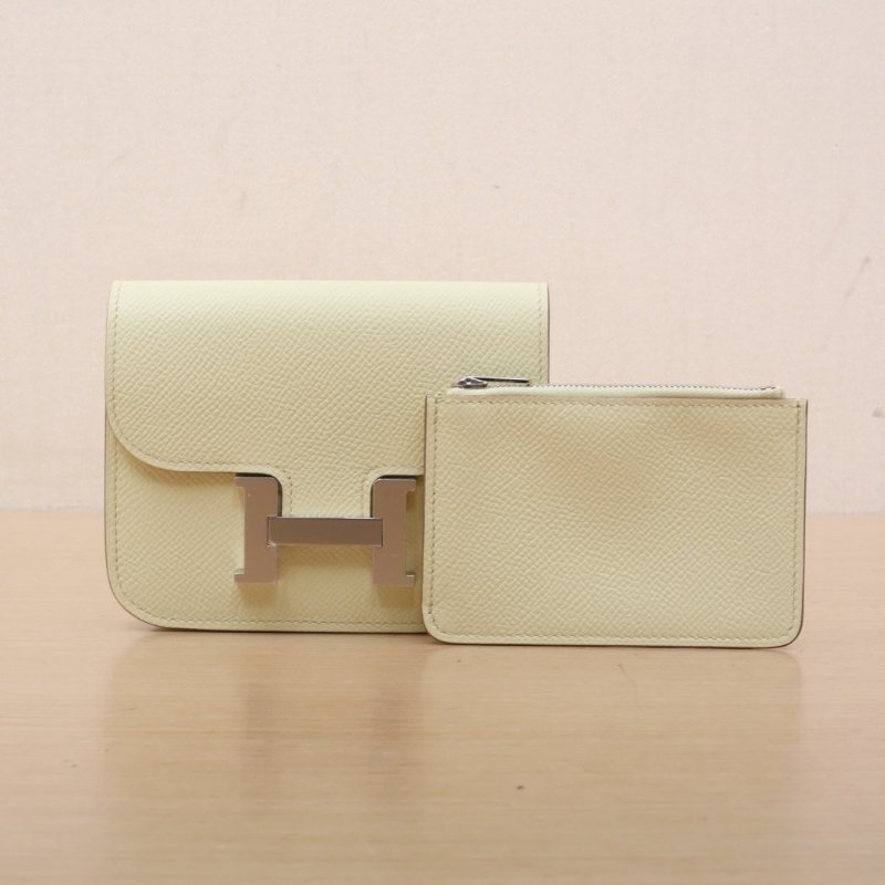 HERMES Constance康康SlimI8米爾頓黃Epsom皮W刻銀扣肩背包-1