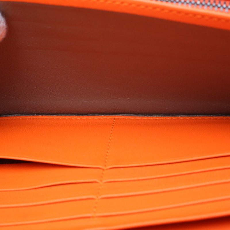 BOTTEGA VENETA 橘紅色羊皮長款編織錢包肩背包-2