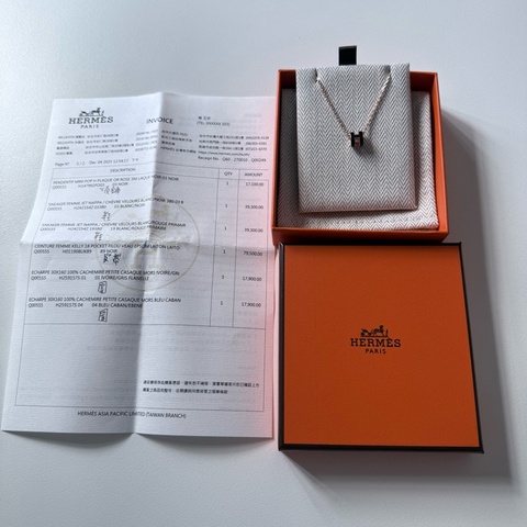 Hermes pop h 項鍊 玫瑰金配黑色