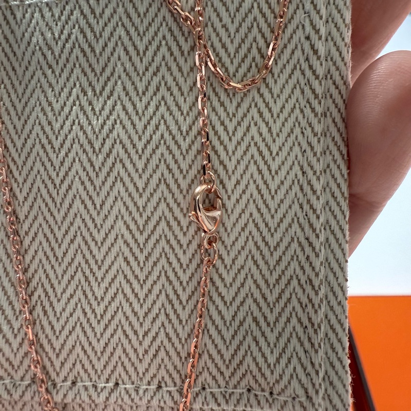 Hermes pop h 項鍊 玫瑰金配黑色-8