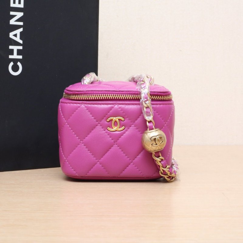 CHANEL 21B方盒子化妝包無鏡子10紫色羊皮30開金扣金球調節扣肩帶肩背包-0