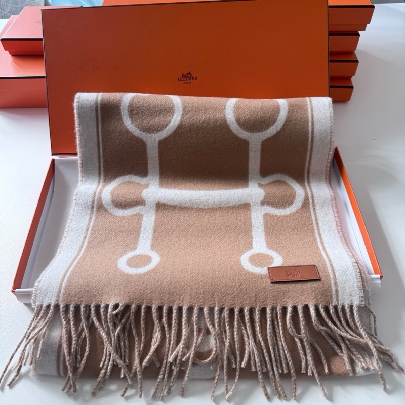 Hermes 馬銜圍巾 奶茶色-7