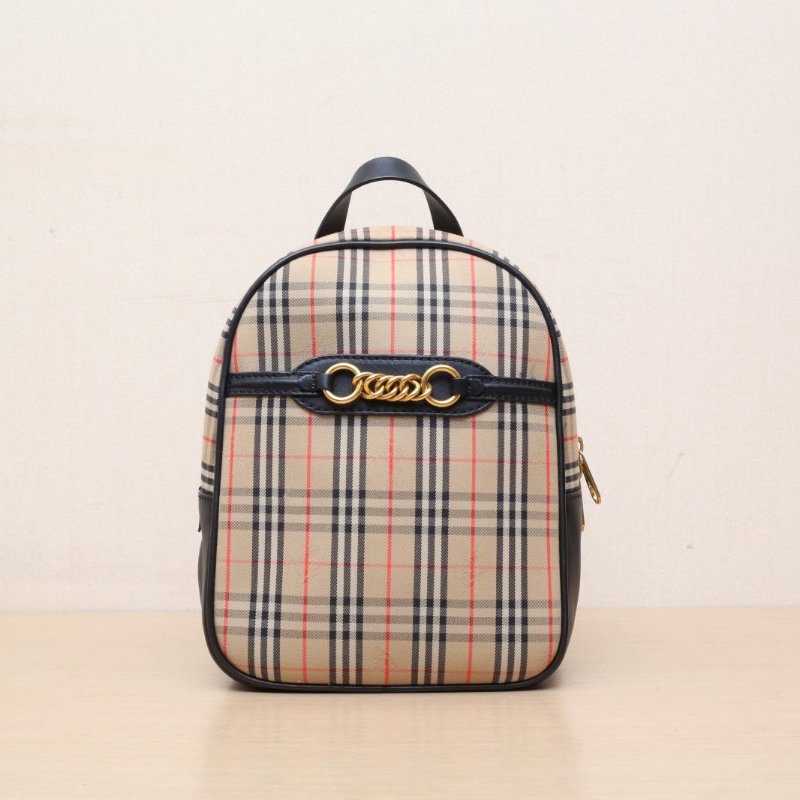 Burberry 格子帆布經典格紋雙肩包肩背包-1