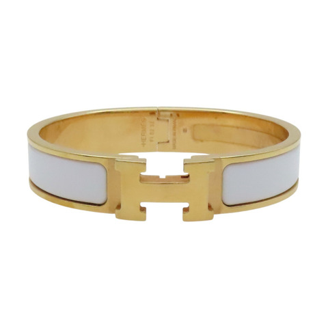 白色琺瑯 金色鍍金 Clic H 手環【HERMES 愛馬仕】