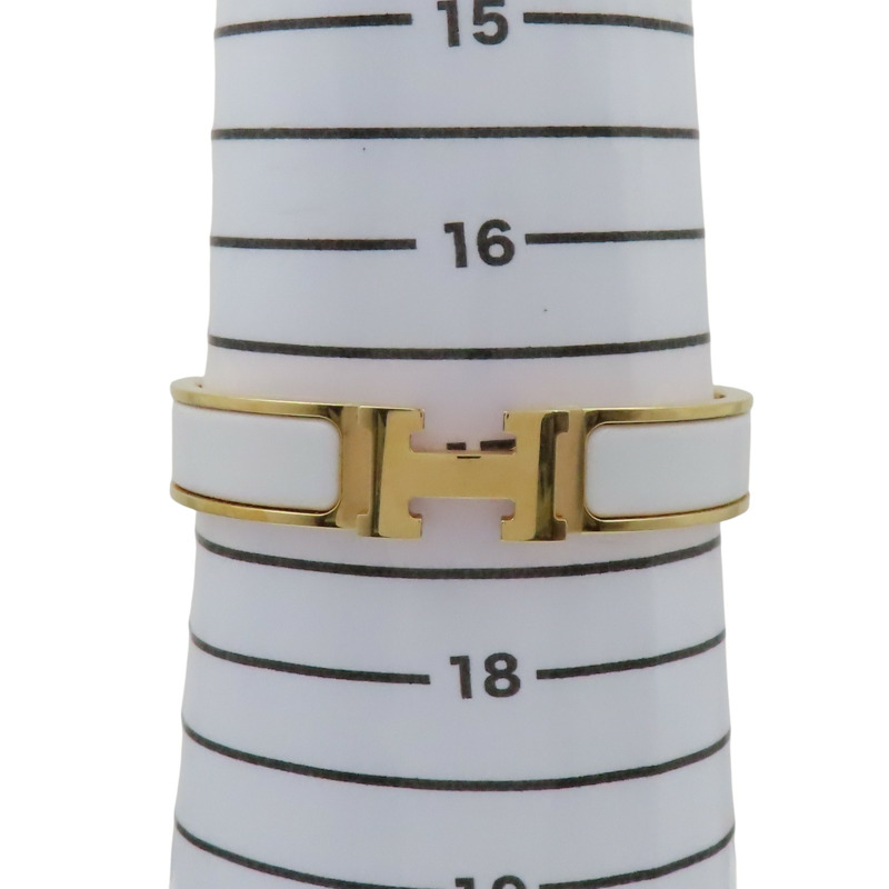白色琺瑯 金色鍍金 Clic H 手環【HERMES 愛馬仕】-9