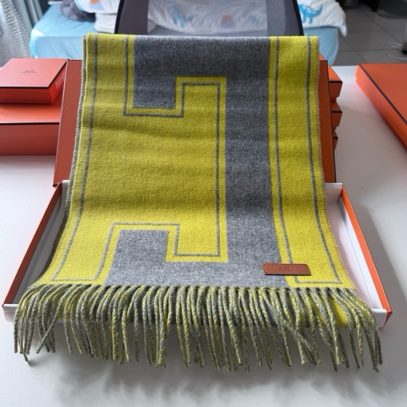 Hermes 大H圍巾 黃色-8