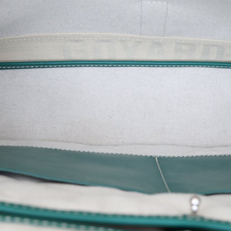 GOYARD 綠色PVCCITADIN滿印帆布拼皮單肩手提公事包郵差包小號肩背包-3