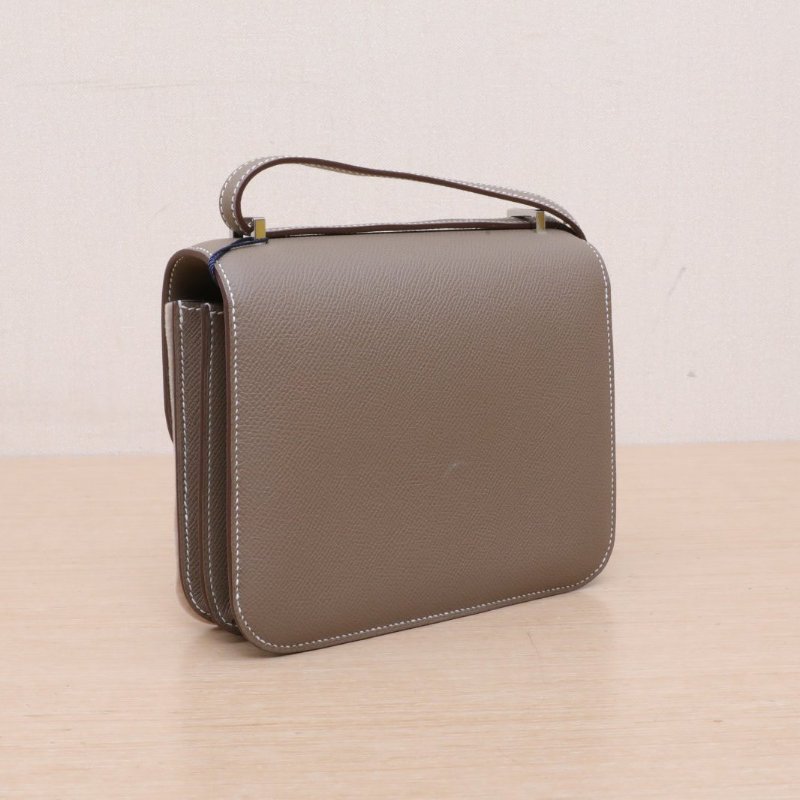 HERMES Constance康康19帶鏡子新版18大象灰Epsom皮B刻銀扣肩背包-4