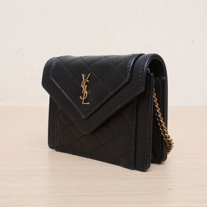 SAINT LAURENT 黑色羊皮金扣聖羅蘭GABYmini鏈條包10肩背包-2