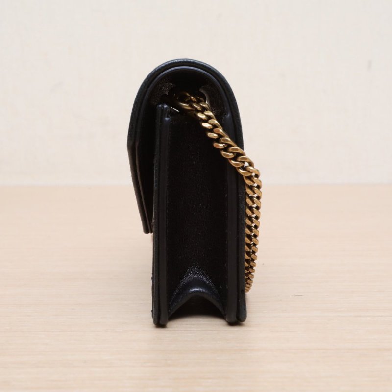 SAINT LAURENT 黑色羊皮金扣聖羅蘭GABYmini鏈條包10肩背包-3