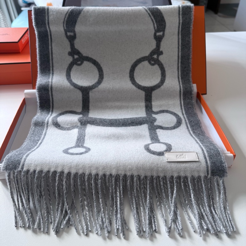 Hermes 馬銜圍巾 灰色-5