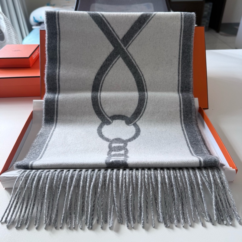 Hermes 馬銜圍巾 灰色-6