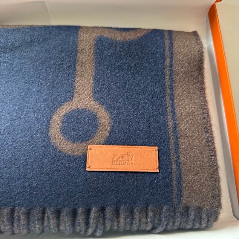 Hermes 馬銜圍巾 深藍-10