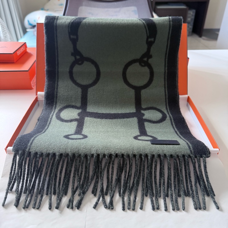 Hermes 馬銜圍巾 綠色-5