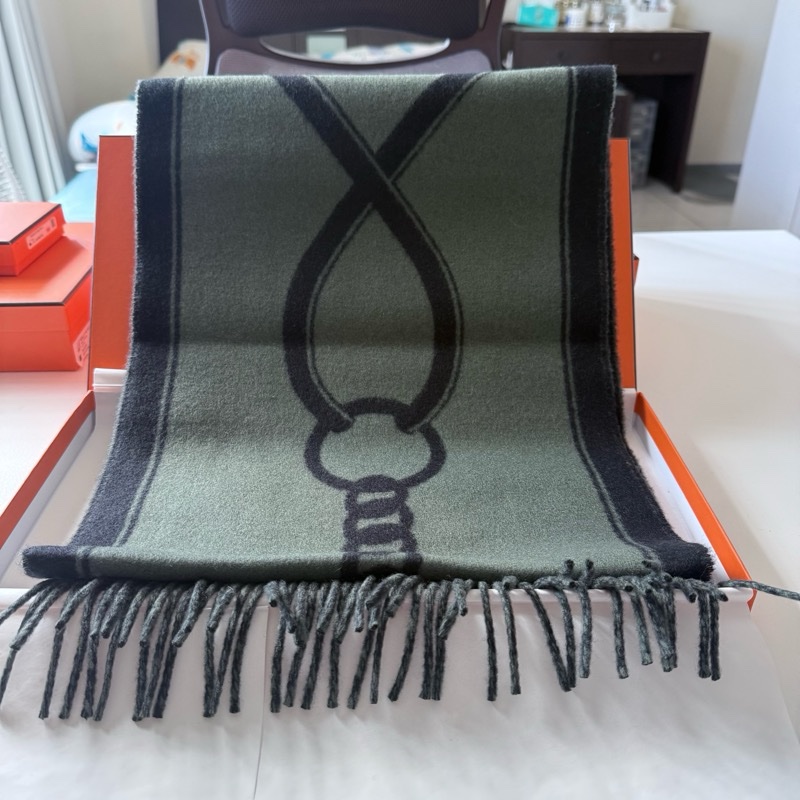 Hermes 馬銜圍巾 綠色-8