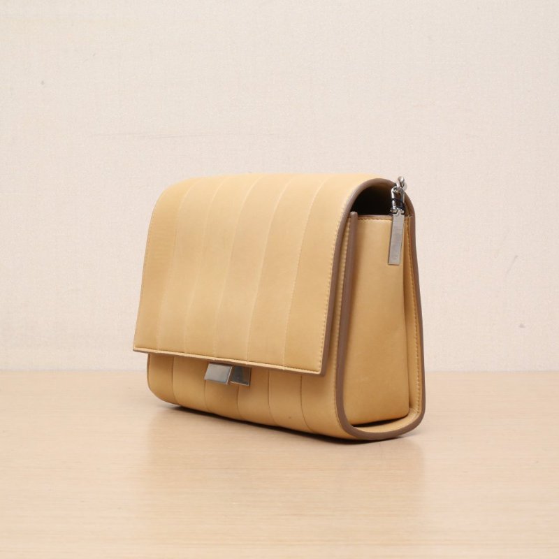 CELINE 卡其色羊皮小方包鏈條包肩背包-4