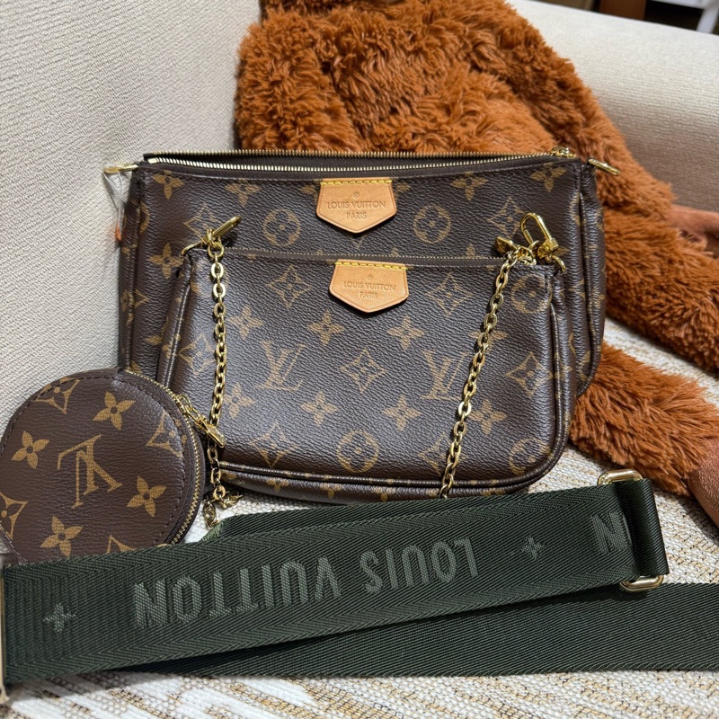 LV老花五95新合一綠色肩帶 經典款純芯片款 保存很好 五金亮內里乾淨-0