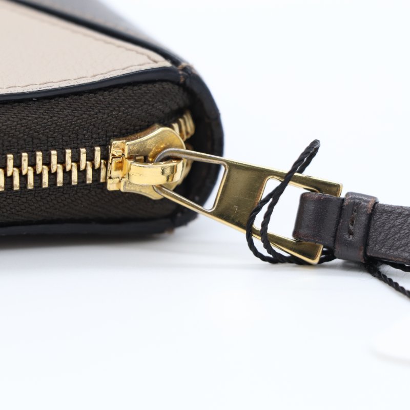 Loewe 羅威 Puzzle 切線色塊拼接 黑色 咖啡色 膚色 牛皮拉鍊長夾-6