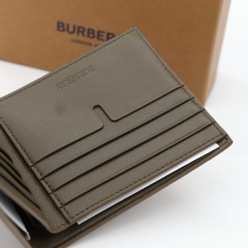 Burberry 巴寶莉 格紋壓花雙折 咖啡色 牛皮錢夾-6