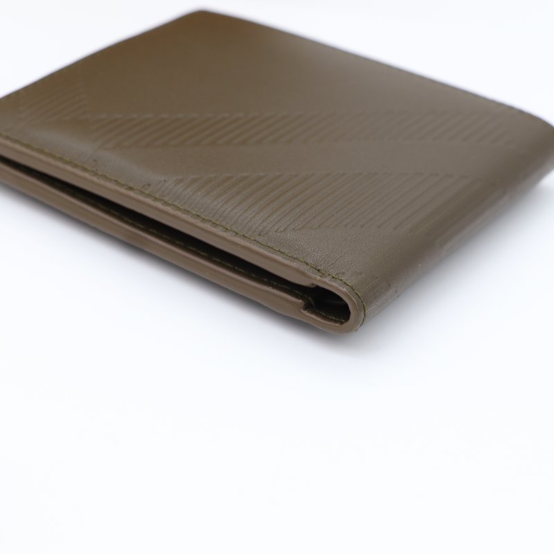 Burberry 巴寶莉 格紋壓花雙折 咖啡色 牛皮錢夾-7