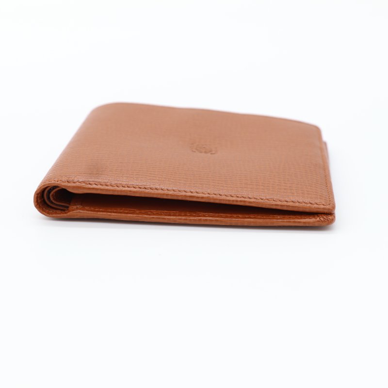 Loewe 羅威 焦糖色 牛皮 短夾 兩折-4