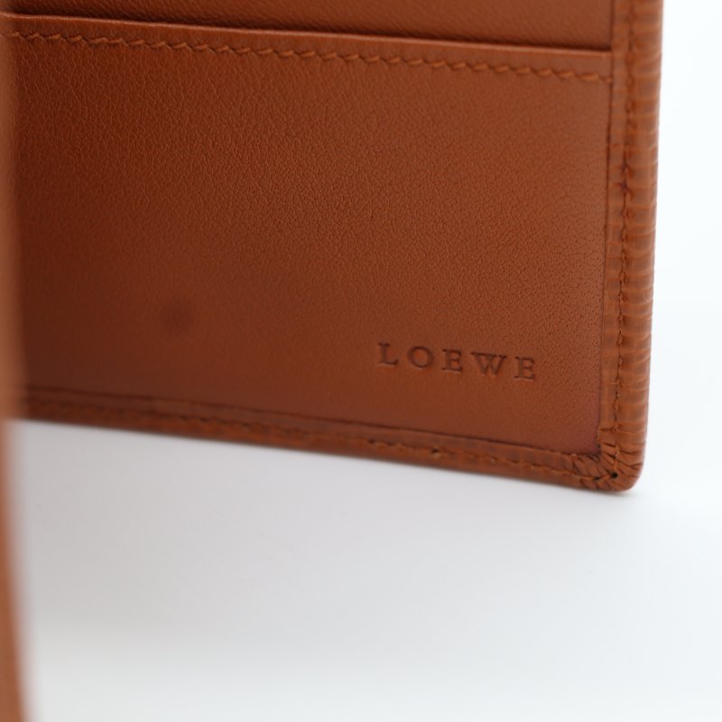 Loewe 羅威 焦糖色 牛皮 短夾 兩折-8